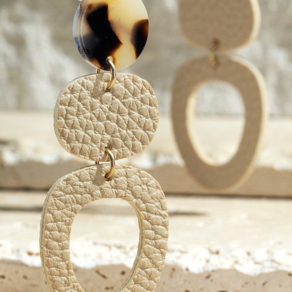 Faux Leather Acetate Button Earrings (Multi Colors) - Picture 3 of 5